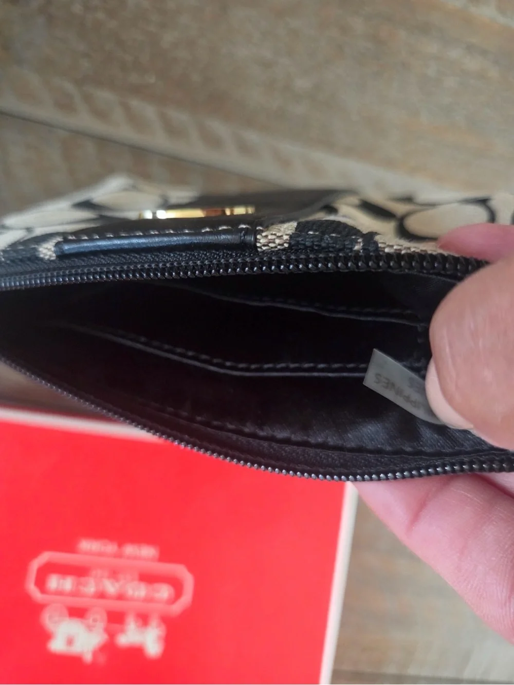 COACH Signature Stripe Jacquard Wristlet NEW w/box!